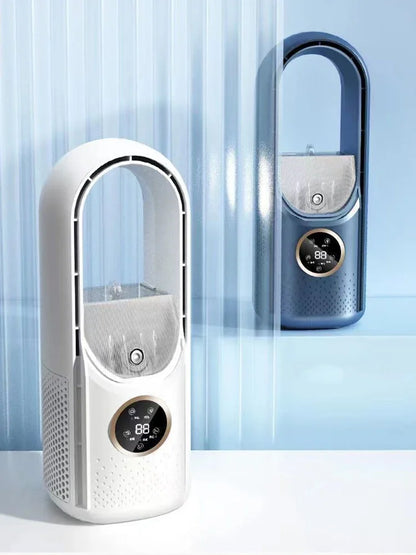 Portable Mini Air Conditioner USB Air Cooler Bladeless Electric Fan 6-speed Silent Timed Air Conditioner Cooling Fan