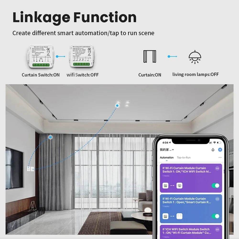 TNCE TUYA WIFI/Zigbee Switch Light Curtain Dimmer Smart DIY MINI Module, 2-way Control Breaker, Voice with Alexa Google Home