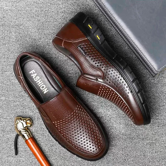Men Summer Breathable Hollow Out Loafers Comfort Soft Sole Anti-slip Slip On Office Business Casual Shoes-8867
