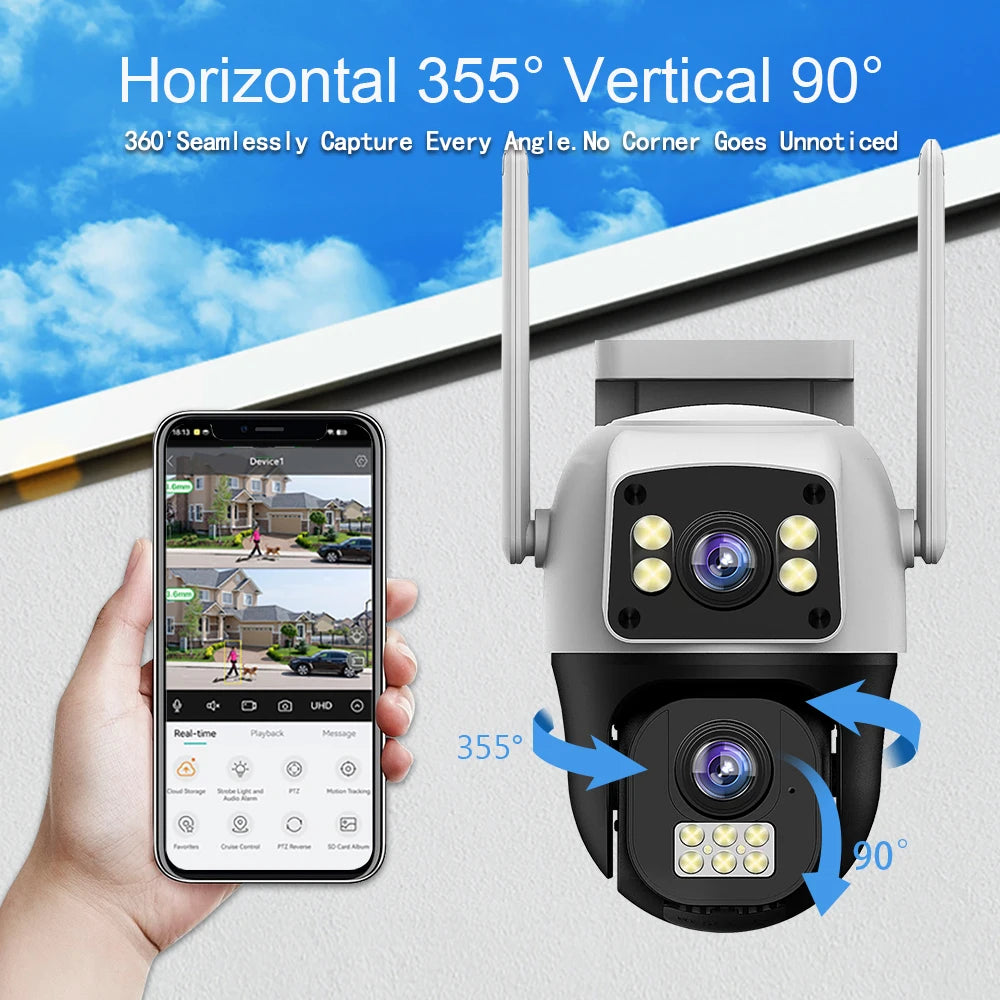 8MP 4G Camera Dual Lens Dual Screen Wireless WiFi Outdoor Surveillance Two-way Audio  Auto Tracking CCTV Cameras PTZ IP Cameras
