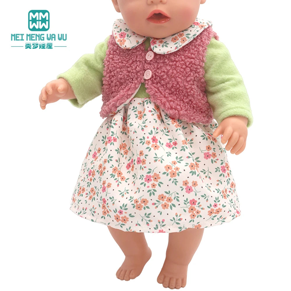 Fits 17-18inch American Doll and New Born Doll Clothes Fashion Dresses, Hooded Jumpsuit, Cardigan Strap Skirts Toys Gifts