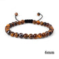 6mm 8mm 10mm Natural Stone Bracelet, Tiger Eye Agate Lava Bead Unisex Adjustable Handwoven Boho Jewelry Gift for Men Women