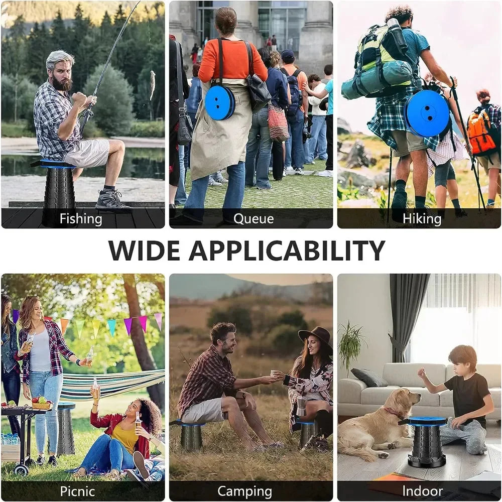 Telescopic Folding Camping Chair, Portable Foldable Camping Stool, Folding Beach Chair, Foldable Stool for Fishing Hiking Garden