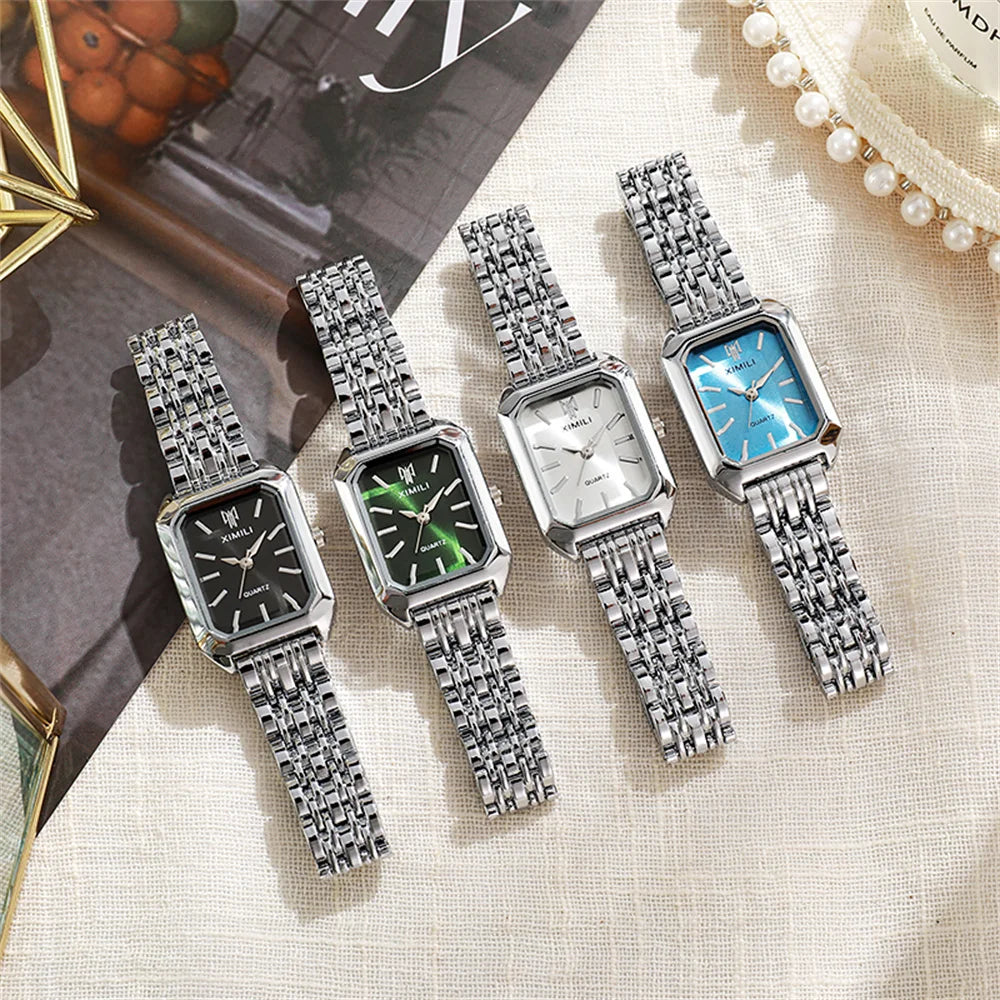 Hot Selling 2025 Fashion Women's Minimalist Square Quartz Watch Casual Sports Orange Silicone Women Gift Clock Watches