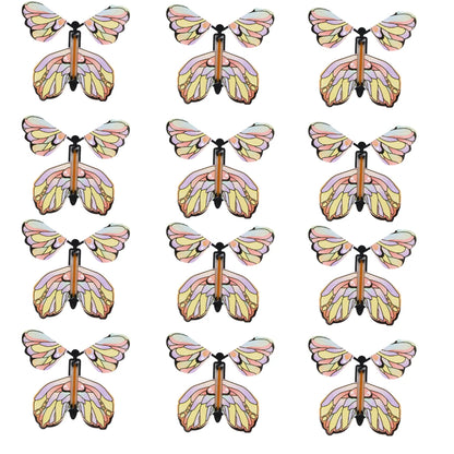 12PCS Magic Flying Butterflies Wind Up Toy Bookmark Greeting Rubber Band Powered Magic Prop,Surprise Gift Wedding,Birthday,Party