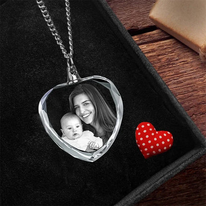 Customized 3D Crystal Photo, Personalized Gift Necklace Heart, Gift for Wife,Women, Men, Great Custom Gifts With Your Own Photo