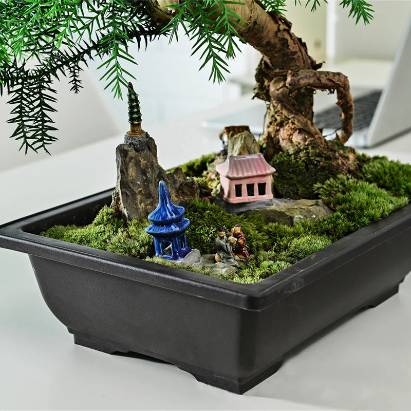 Rectangular Square Flowerpots Imitation Purple Clay Succulent Plants Pots Oval Pots Outdoor Garden Landscape Bonsai Pot Trays