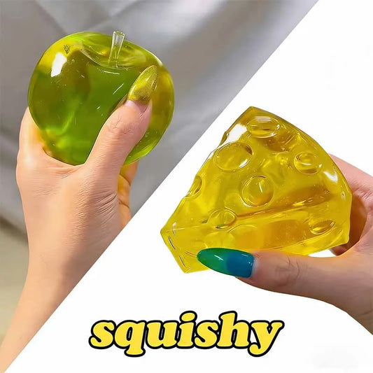 Green Apple  Honey Cheese Square Fidgets Toys  Squishy Toys  Soft Simulated Transparent Slow-rebound Decompression Toy for Adult