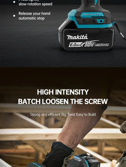 2025 Makita DTD173 bule 18v Brushless Lithium-ion Impact Driver Power Tool Multifunctional Tool, Drill Bit, Power Tool
