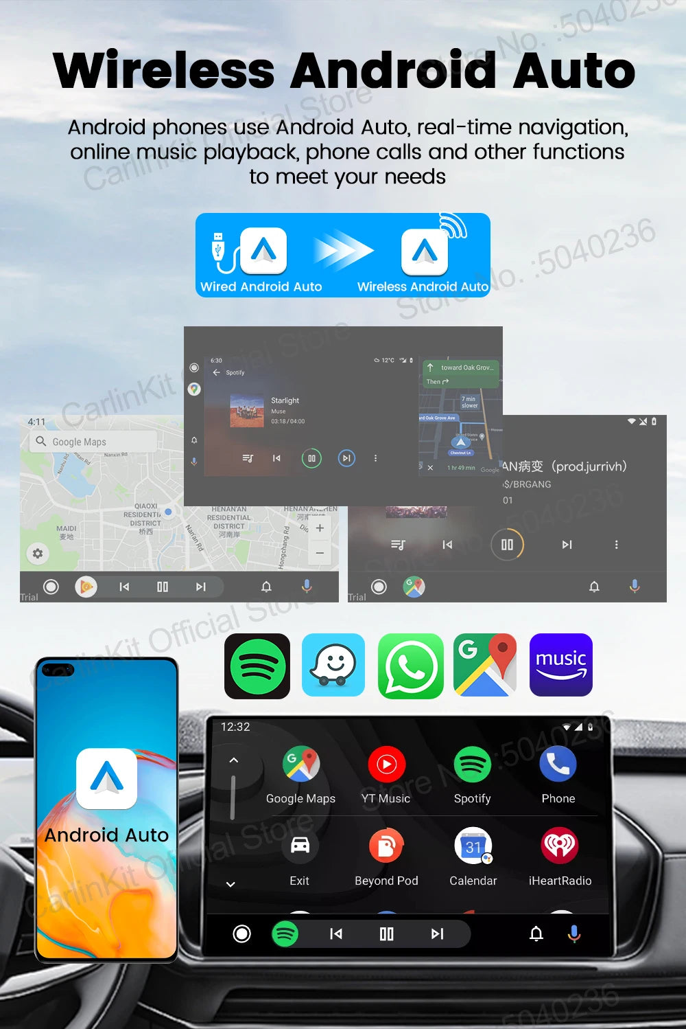 Mini 5 Pro CarlinKit 5.0 Wireless CarPlay Dongle Wireless Android Auto Adapter AI Smart Box Car Intelligent Systems For OEM Car
