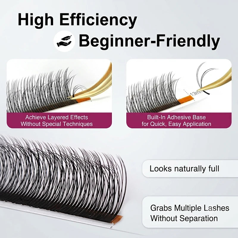 winky beauty 5D Multi Layer Flora Eyelashes Extensions Natural Black LC/LD Curl Lashes Premade Volume Flowering Eyelashes Makeup