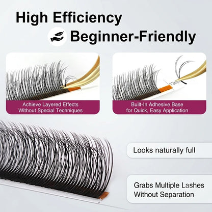 winky beauty 5D Multi Layer Flora Eyelashes Extensions Natural Black LC/LD Curl Lashes Premade Volume Flowering Eyelashes Makeup