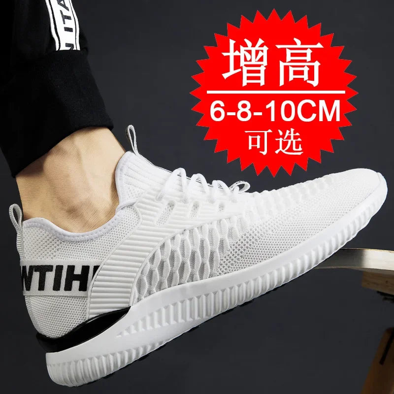 Men Breathable Height Increase Shoes  Lightweight Sneakers Invisible Height Increase Shoes 8cm Breathable Mesh Sneakers10cm