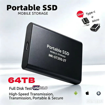 Przenośny dysk SSD (1TB), szybki zewnętrzny dysk twardy (2TB/4TB), dysk twardy USB 3.2, dysk półprzewodnikowy o dużej pojemności 16TB