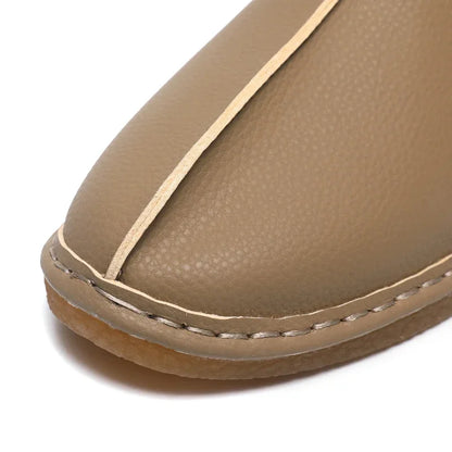 Fashion Leather Men Casual Shoes Slip on Man Loafers Breathable Soft Half Slippers Summer Flats Lightweight Lazy Driving Shoes