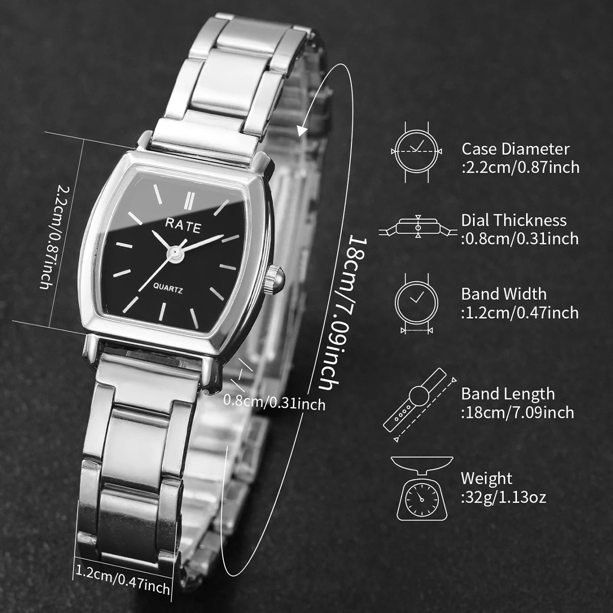 4PCS/Set Fashion Women Watches Elegant Silver Alloy Strap Quartz Wristwatch Rhinestone Bracelets Set Reloj Mujer(Without Box)