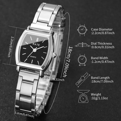 4PCS/Set Fashion Women Watches Elegant Silver Alloy Strap Quartz Wristwatch Rhinestone Bracelets Set Reloj Mujer(Without Box)