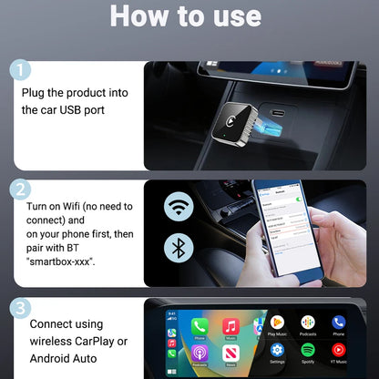 New Super Mini Carplay AI Box Wired to Wireless CarPlay&Android Auto 2in1 Box 5GHz WiFi5 for 99% Original Wired CarPlay/Auto Car