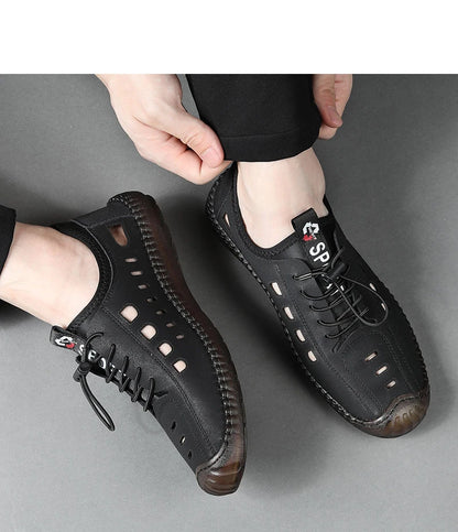 Men's Slip-On Shoes Summer Hollow out Breathable Comfortable Wear-Resistant Soft Bottom Casual Shoes-8333