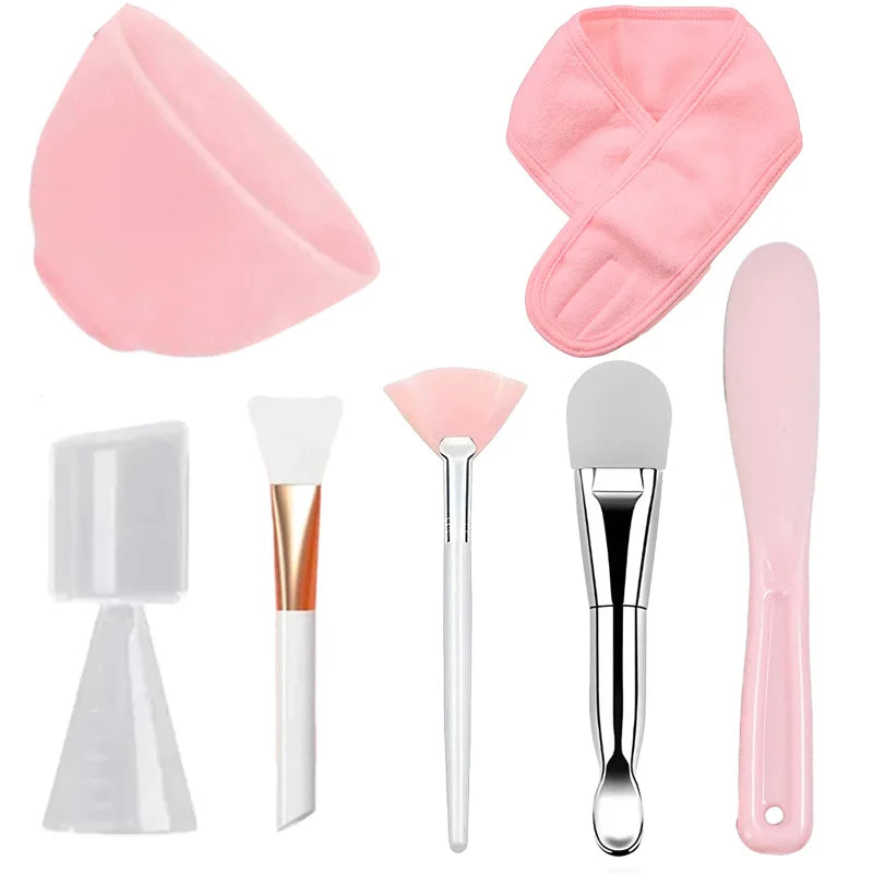 DIY Face Mask Mixing Bowl Set  Silicone Facial Applicator Brush Spatula with Measure Spoon Facial Skin Care Tool Beauty Supplies