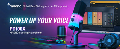MAONO USB/XLR Gaming Microphone for PC PD100X Dynamic Microphone Noise Reduction Headphone Jack RGB for Streaming Podcasting
