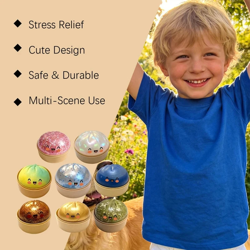 Simulation Bun Decompression Toy Fidget Toy Colorful Dough Dumpling Squeeze Ball Rebound Pinch Fun Children's Birthday Gift