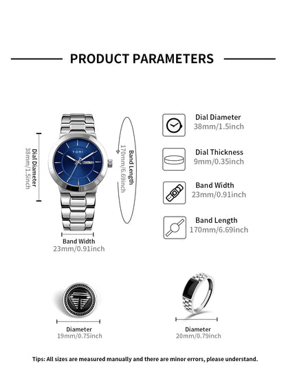 TOMI Luxury Business Men's Watch Gift Box Set Lapel Box Trendy Simple Multi-functional Quartz Watch Men's Watch Christmas