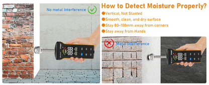 BTMETER Wood Moisture Meter - Pinless Moisture Detector Measur Depth 20-40mm Non-Destructive Moisture Tester with Masonry