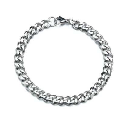 LETAPI Fashion Stainless Steel Curb Cuban Chain Bracelet for Men Women Hip Hop Couple Unisex Wrist Hand Jewelry Gift Party