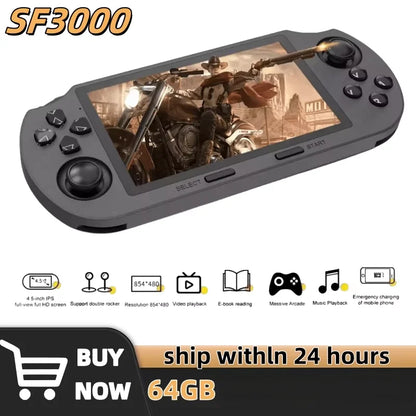 SF3000 Retro Handheld Video Game Console Linux System 4.5 Inch 854*480 IPS Screen 3000mAh Portable Pocket Video Player Games