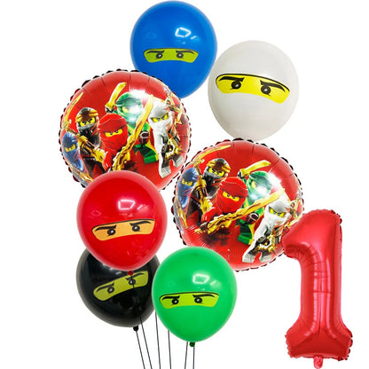 Ninja Birthday Party Decoration Tableware Set Tablecloth Plate Balloon  Cups Napkins Backdrop Banner Cake Toppers Party Supplies