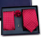 Elegant Ties For Men Classic Paisly Neck Tie Pocket Square Brooch Set With Gift Box Mens Business Wedding Suit Accessories