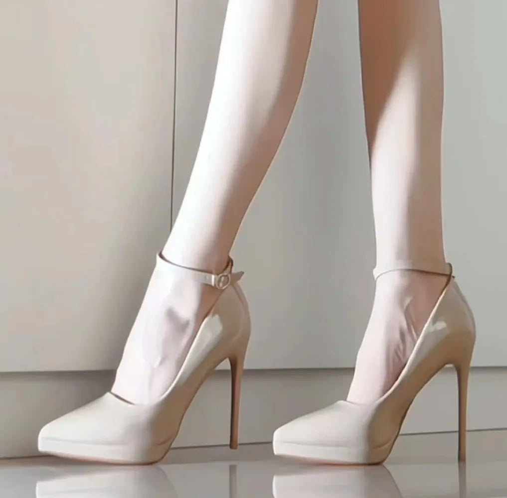 11cm Super High Stiletto Heels Pumps Women Shoes Spring/autumn Ankle Strap Pointed Toe Big Size Elegant Office Shoes