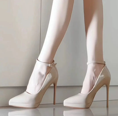 11cm Super High Stiletto Heels Pumps Women Shoes Spring/autumn Ankle Strap Pointed Toe Big Size Elegant Office Shoes