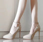 11cm Super High Stiletto Heels Pumps Women Shoes Spring/autumn Ankle Strap Pointed Toe Big Size Elegant Office Shoes