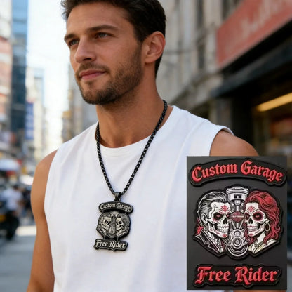 Custom Logo Pendant Neckalce Engraved Picture Nameplate Necklace Personalized Personal Hip Hop Classic Motorcycle Club Jewelry