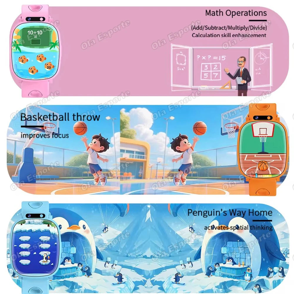 Children's Smart Watch 2026 Camera LED Flashlight Fun Games Stopwatch Calculator Alarm Reminders Boys and Girls Smartwatch HW12