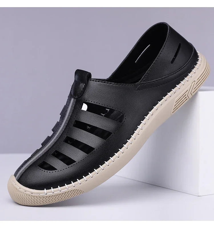 Men's Hollow Out Loafers, Summer Comfort Soft Sole Slip-On Casual Shoes, Anti-Slip Breathable Clog Sandals-HT619