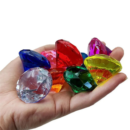 10pcs Fake Diamond Crystal Gem Toy Treasure Chest Pirate Acrylic Paperweight Diy Art Craft Decorative Gift Photography Props