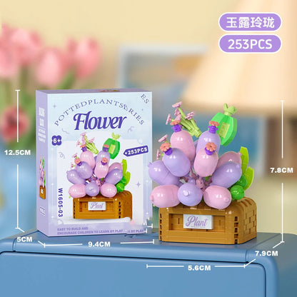 Bouquet Flower Mini Diy Building Block Toys for Children Bricks Blocks for Adults Constructor Micro Bricks Construction Set Gift