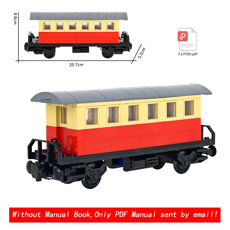 Vintage Dual Cab Train MOC Blocks, Detailed Retro Railway Locomotive, Educational DIY Toy for Train Fans, No Paper Manual