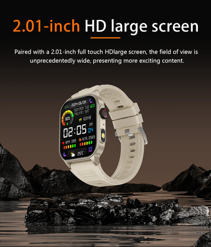 LIGE 2.01" HD Wyświetlacz Smartwatch dla Mężczyzn Kobiet Monitor Zdrowia Zegarki Sportowe Fitness AI Głos Rozmowy Bluetooth Męski Smartwatch Nowość