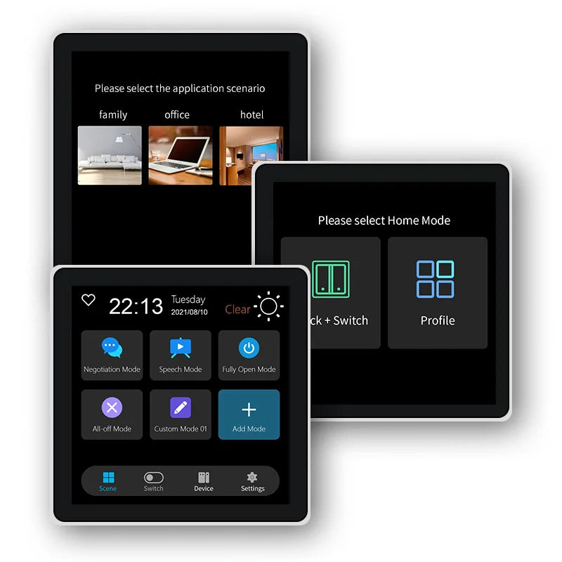 FUERS Tuya Smart Control Panel Switch Smart Home Automation System 3CH Switch Scene Panel Intelligent Home Touch Screen Zigbee