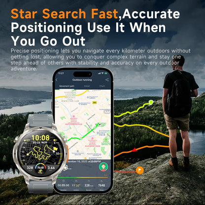 LIGE 2026 Nowy Męski Wojskowy Zegarek Smartwatch GPS Mapa Kompas Pamięć 4GB Bateria 1000mAh Wodoodporność 10ATM Rozmowy Bluetooth HD