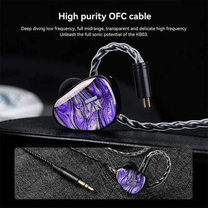 KBEAR Alkaid KB03 1DD+1BA+1Bone Conduction Hybrid IEM HiFi Earphones Beryllium-Coated Dynamic 3D Printed Resin Cavity Wired Headphones for Audiophile & Gaming