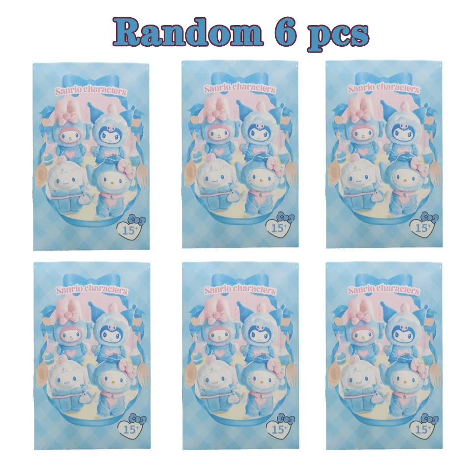 Sanrio Family Fox Island & Blue Flutter Series Vinyl Plush Blind Box Cute Cartoon Hello Kitty Kuromi Pendants Girl Bag Toy Gifts