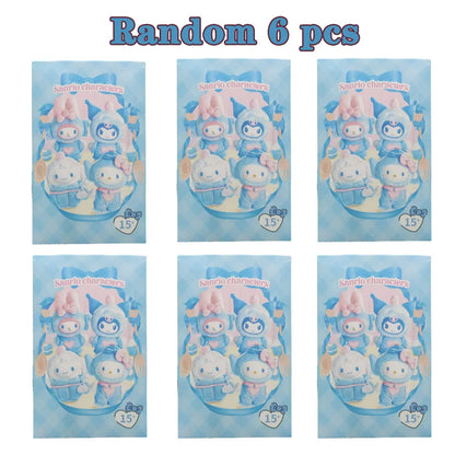 Sanrio Family Fox Island & Blue Flutter Series Vinyl Plush Blind Box Cute Cartoon Hello Kitty Kuromi Pendants Girl Bag Toy Gifts