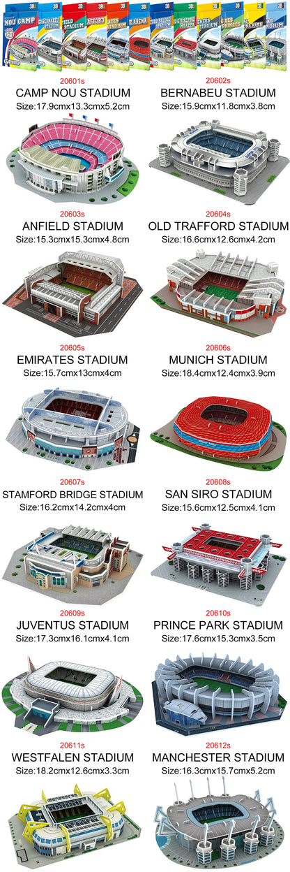 1Set Football Field Paper Puzzle Famous Stadiums Mini 3D Model Puzzle Home Decoration Assembly Football Fan Gifts Boys Girls ZYF
