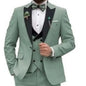 3 Piece Sage Green Men's Slim Fit Suits (Jacket+Vest+Pant) Wedding Groom Tuxedos Prom Formal Male Party Blazers Traje Hombre