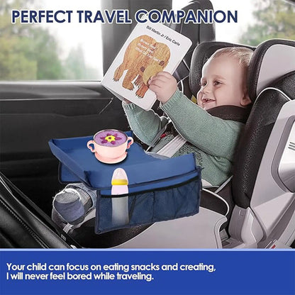 Kids Travel Seat Tray for Car Children's Toy Storage Table Drawing Board Safety Tray Dining Beverage Rack Road Trip Activities